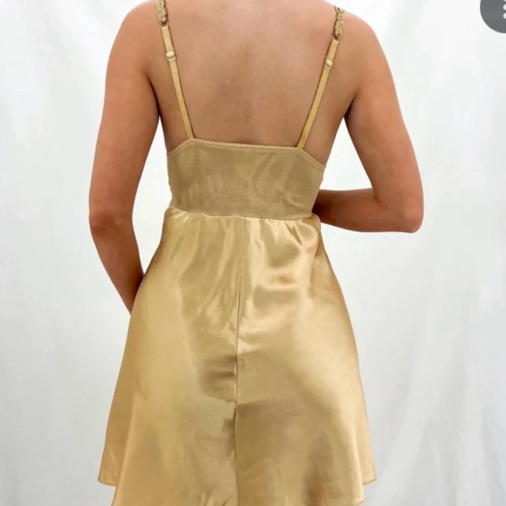 Victoria's Secret Vintage Gold Satin and Lace Bustier Slip Dress NWOT